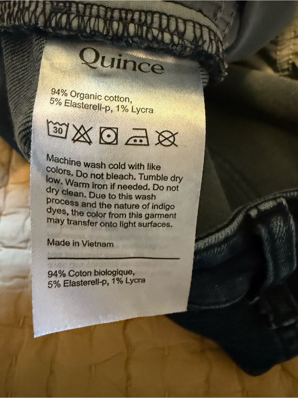Quince Bella Stretch Wide Leg Jean Deep Sea Blue Womens Size 29/32 - Picture 6 of 13